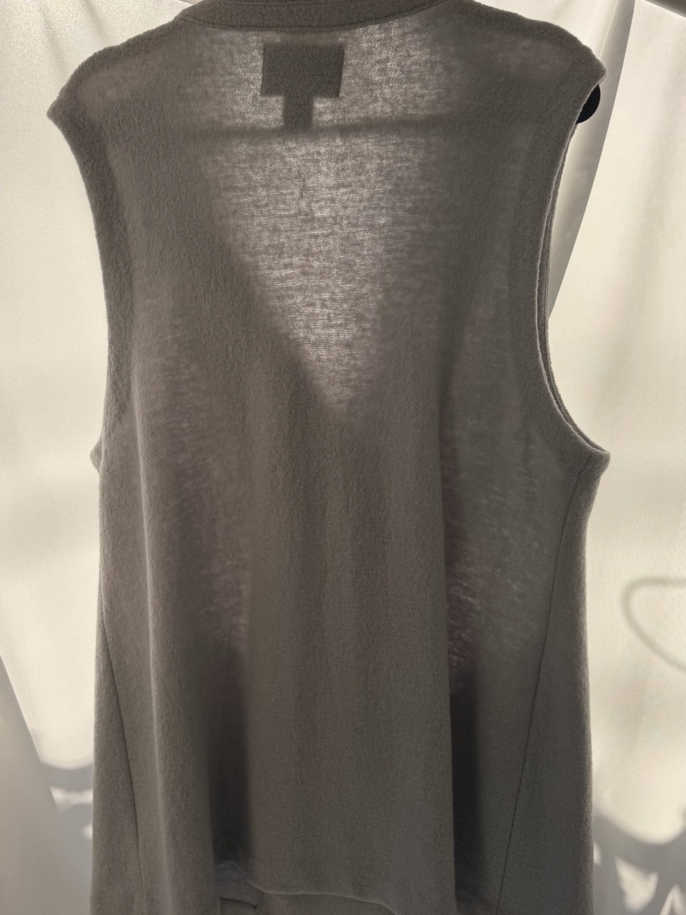 Tahari XL Gray Blue Wool Blend Longline Vest Double Breasted Quiet Luxury - Picture 4 of 7